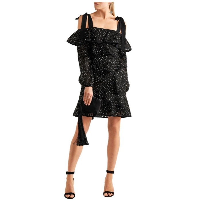 Rebecca Vallance Farina Tiered Embroidered Lace Mini Dress Size 8 Nwot